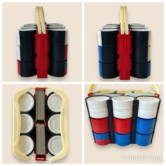 Vintage Happy Ante Plastic Poker Chip Caddy Poker Chips & Italian Playing Cards - Picture 6 of 10